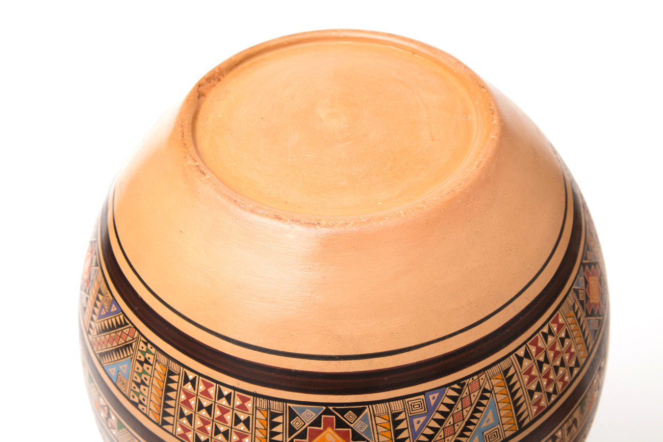 Pair Of Hand Painted Clay Vases