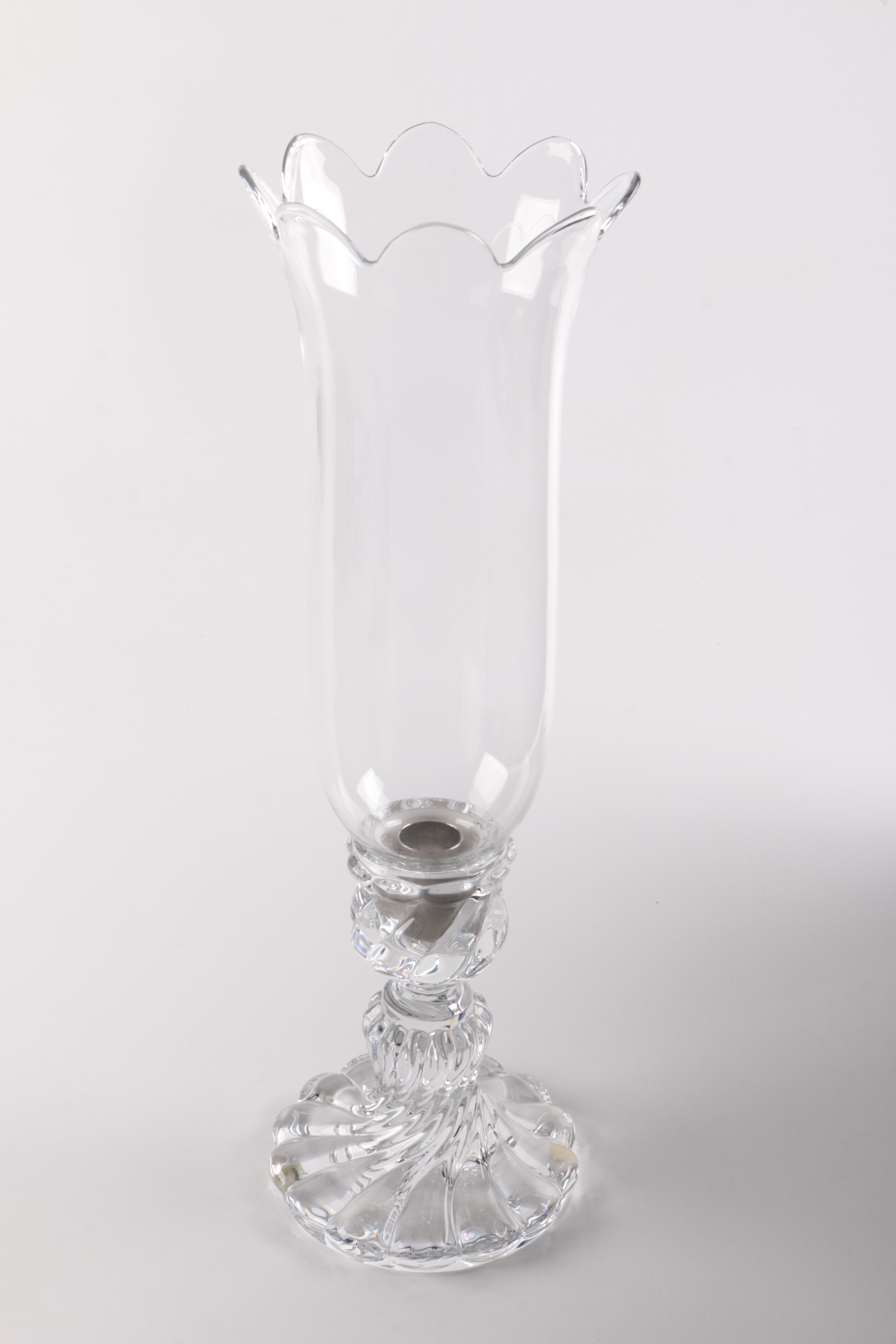 Baccarat "Swirl" Candlestick With Hurricane Shade