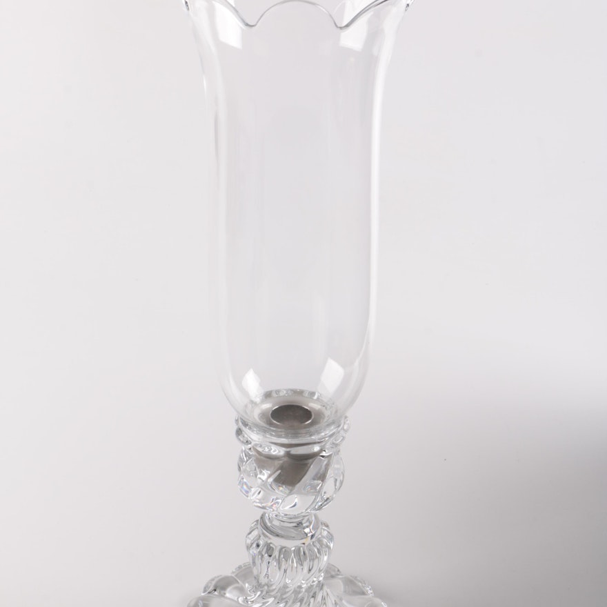 Baccarat "Swirl" Candlestick With Hurricane Shade