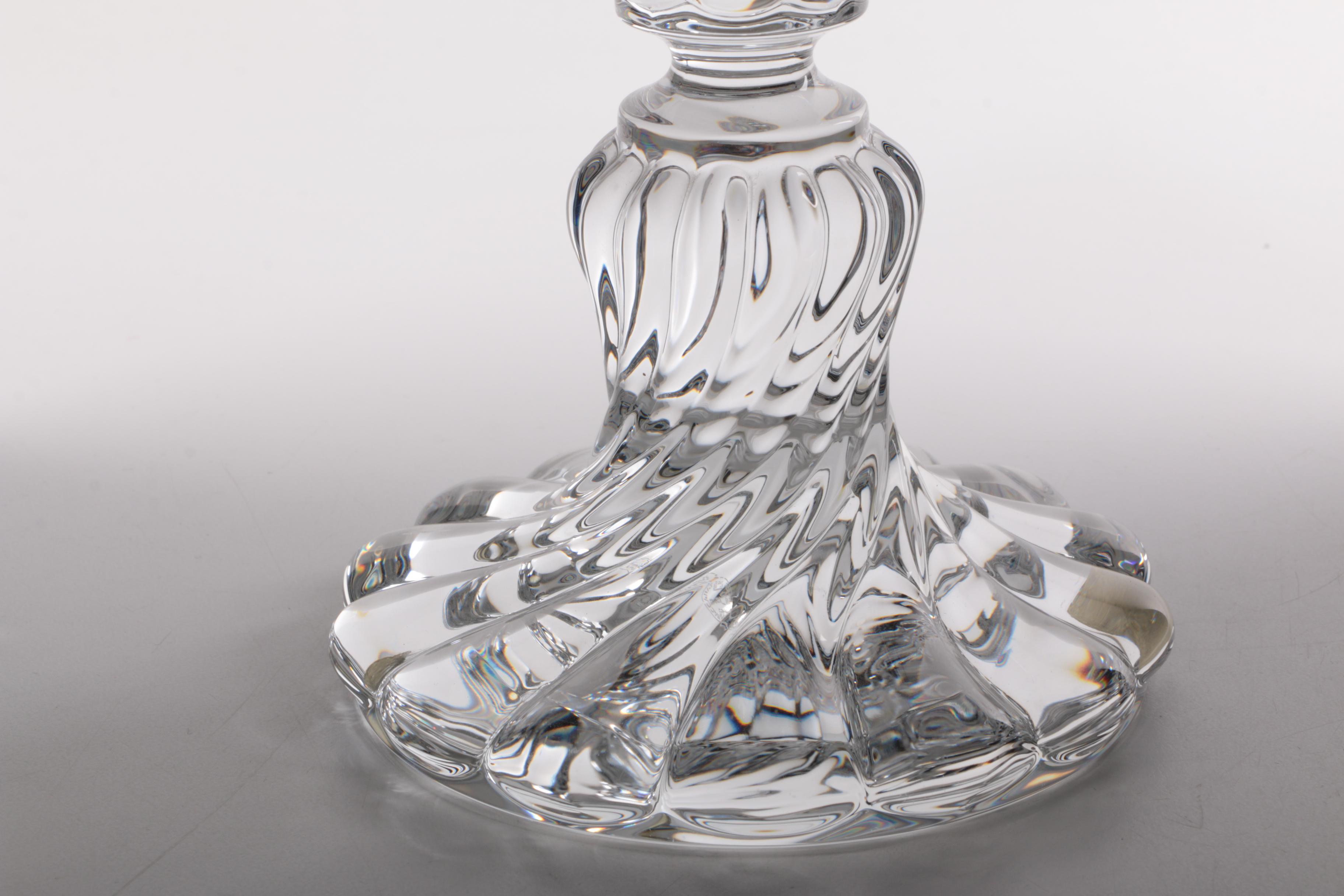 Baccarat "Swirl" Candlestick With Hurricane Shade