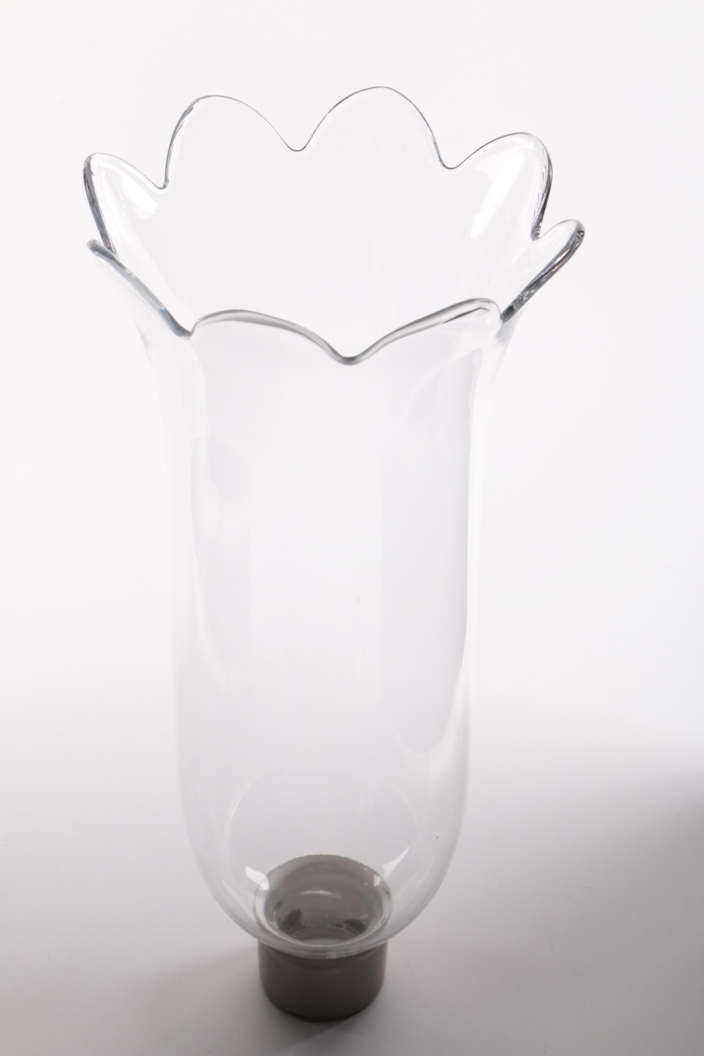 Baccarat "Swirl" Candlestick With Hurricane Shade