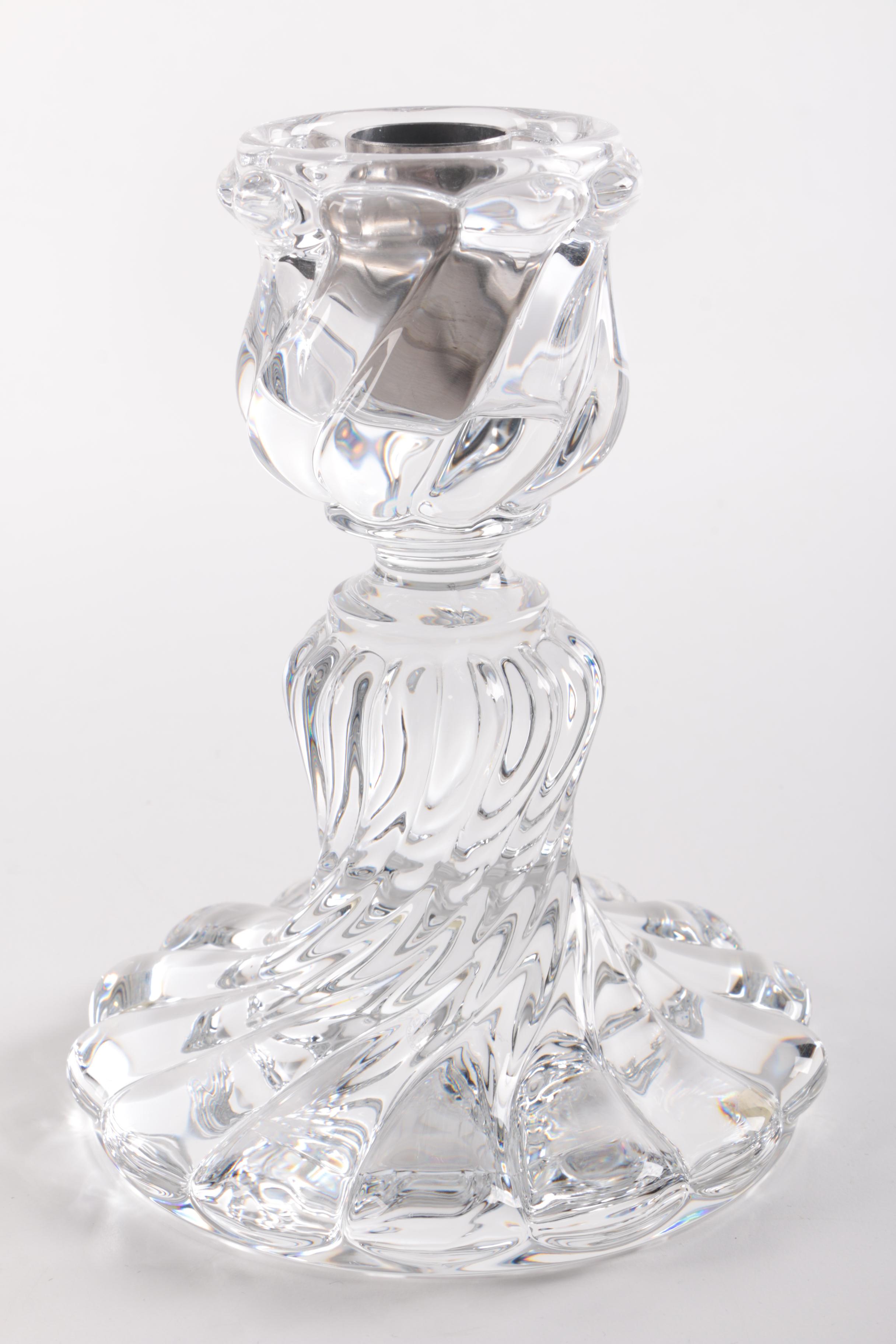 Baccarat "Swirl" Candlestick With Hurricane Shade