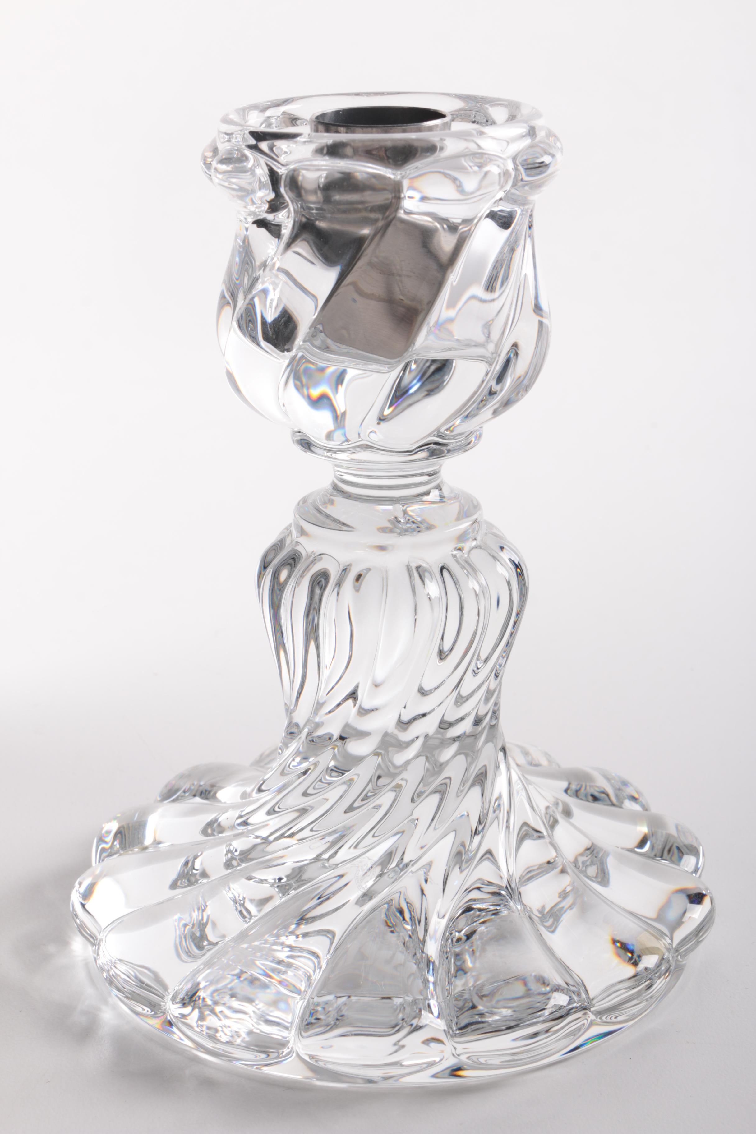 Baccarat "Swirl" Candlestick With Hurricane Shade