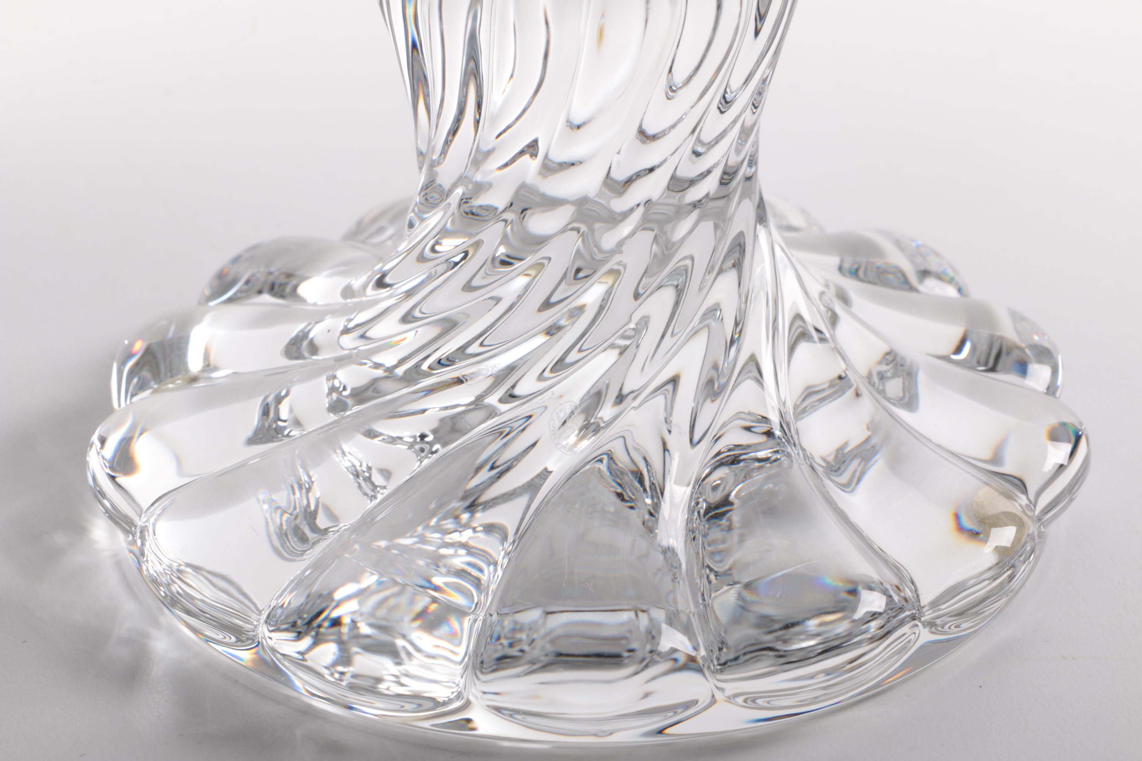Baccarat "Swirl" Candlestick With Hurricane Shade