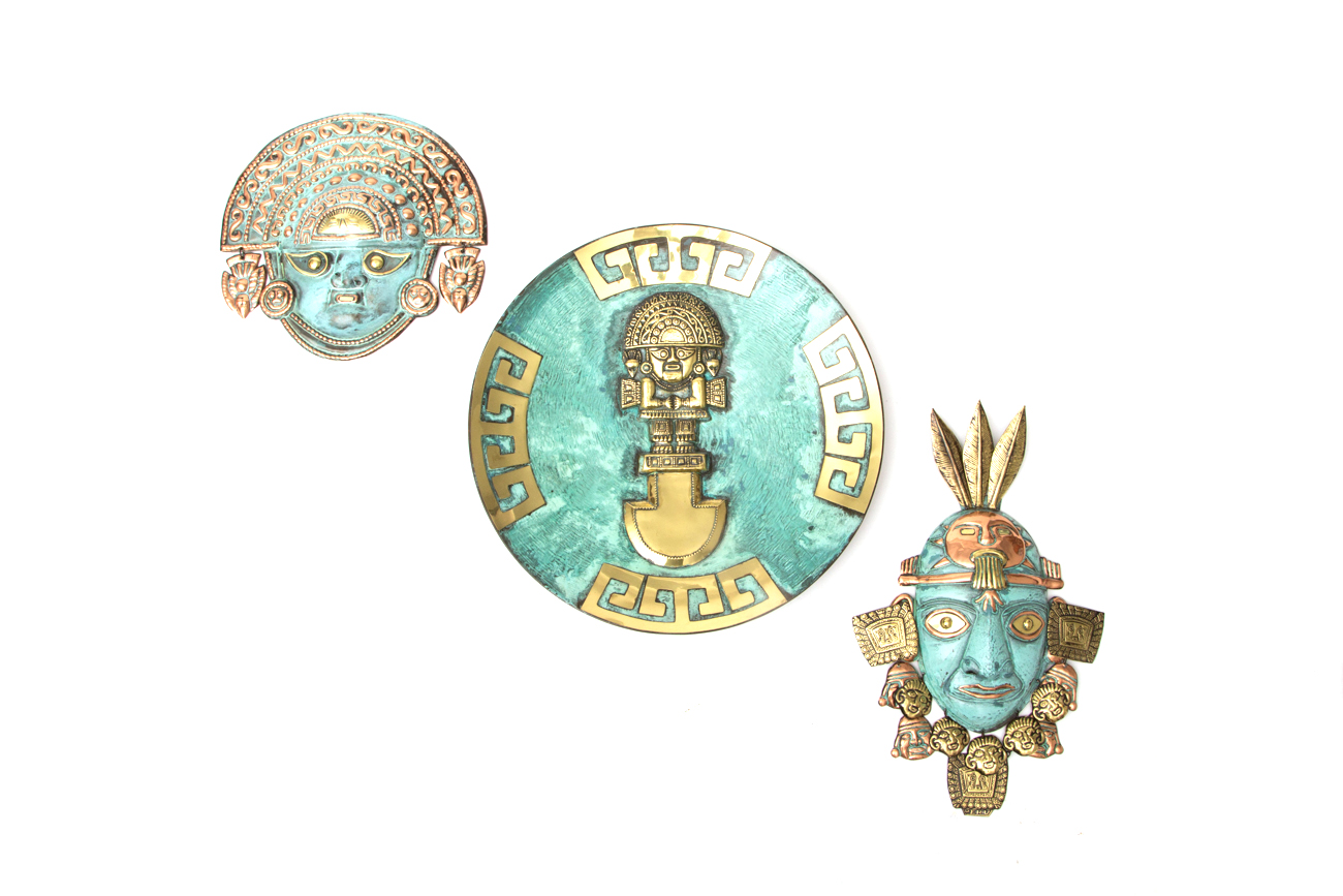 Hand Crafted Archaeological Tumi Bronze And Copper Wall Decor