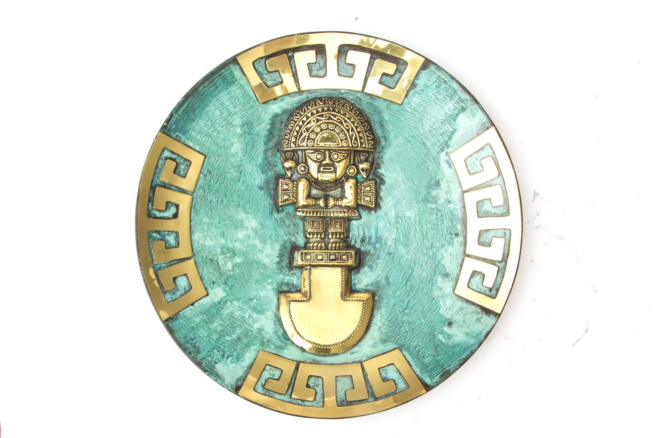 Hand Crafted Archaeological Tumi Bronze And Copper Wall Decor