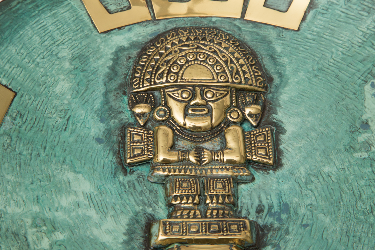 Hand Crafted Archaeological Tumi Bronze And Copper Wall Decor