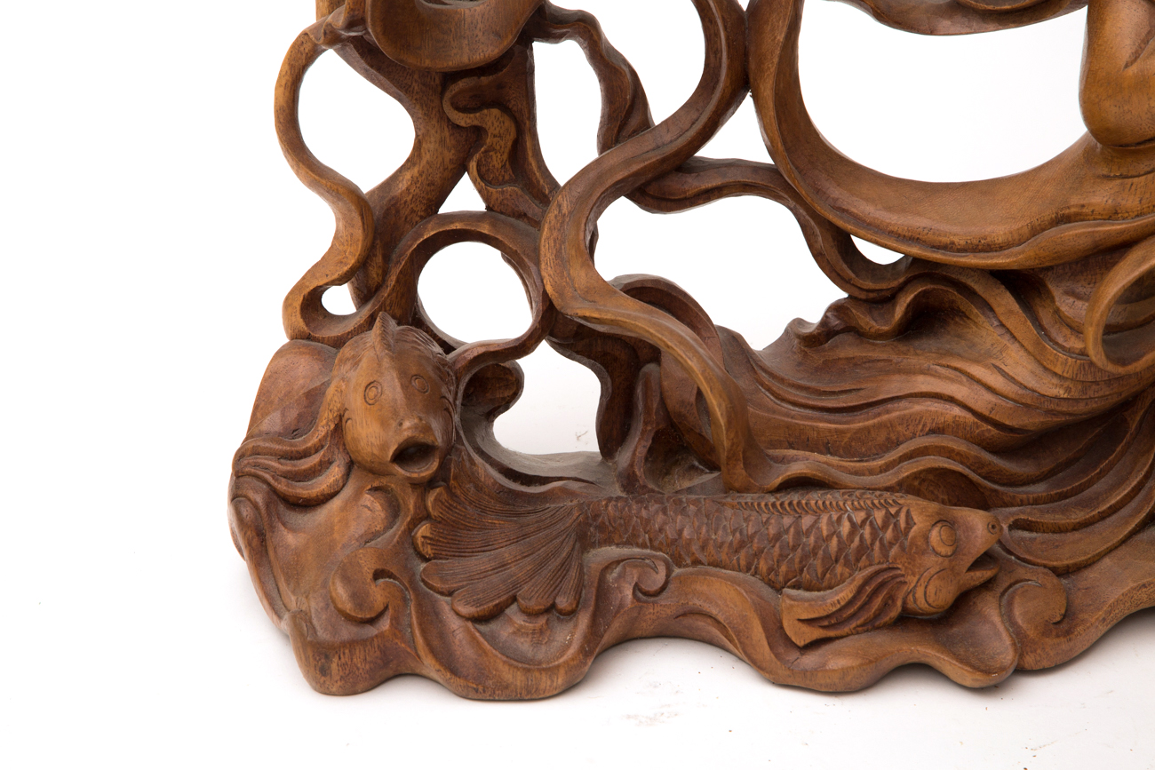 Hand Carved Wooden Sculpture Of Indonesian Goddess