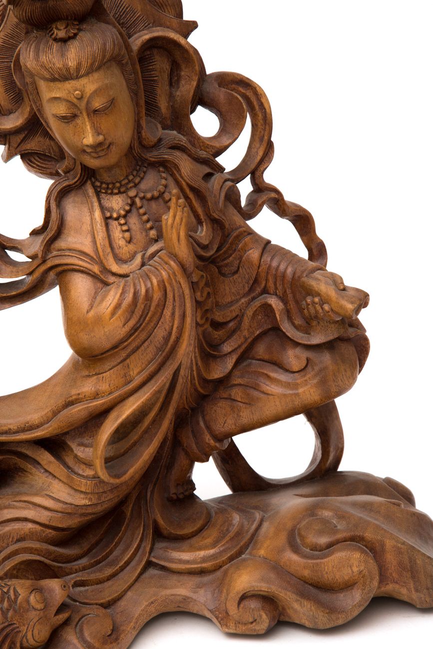Hand Carved Wooden Sculpture Of Indonesian Goddess