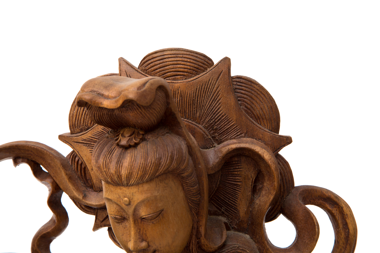 Hand Carved Wooden Sculpture Of Indonesian Goddess