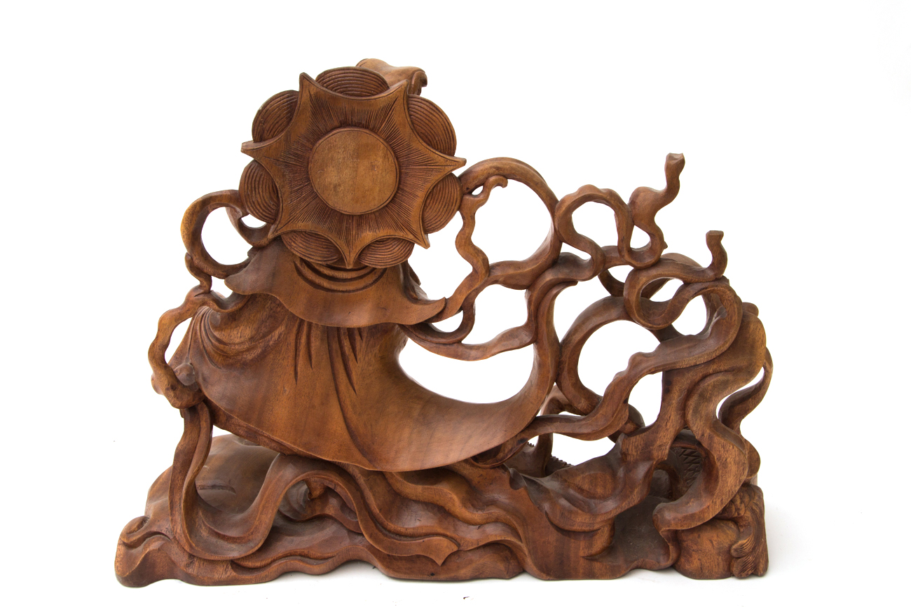 Hand Carved Wooden Sculpture Of Indonesian Goddess