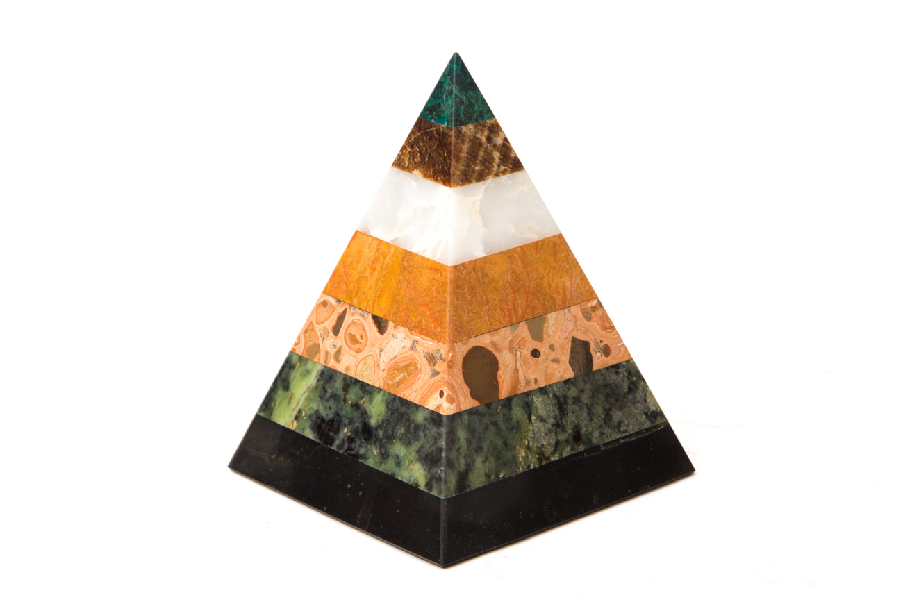 Pyramid Figurine Featuring Various Types Of Marble