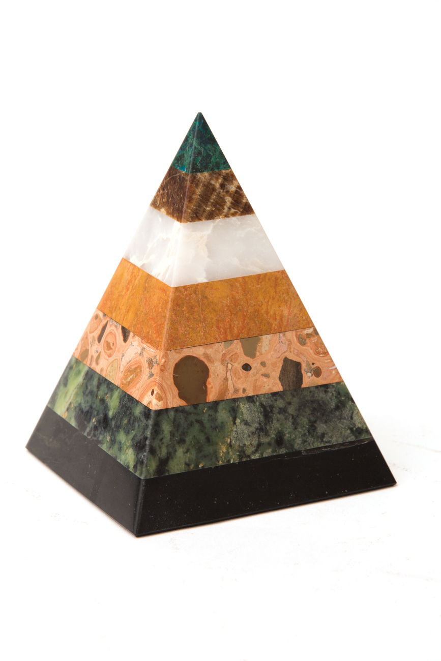 Pyramid Figurine Featuring Various Types Of Marble