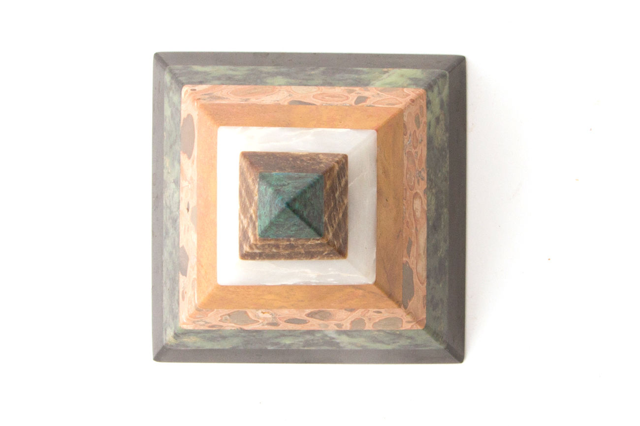 Pyramid Figurine Featuring Various Types Of Marble