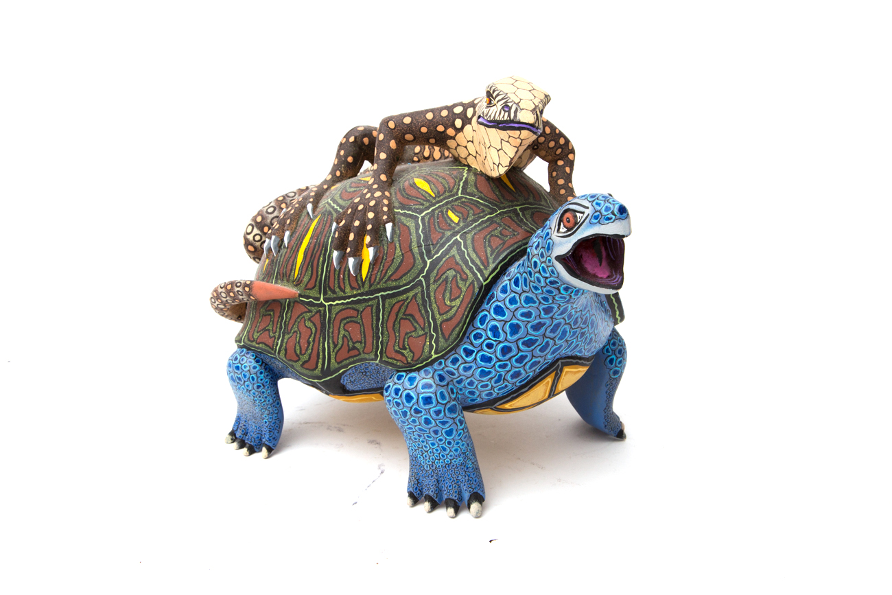 Colorful Turtle And Lizard Sculpture By Eleazar Morales