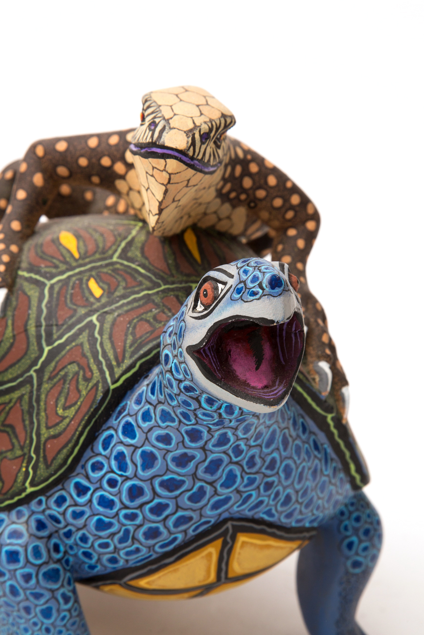 Colorful Turtle And Lizard Sculpture By Eleazar Morales