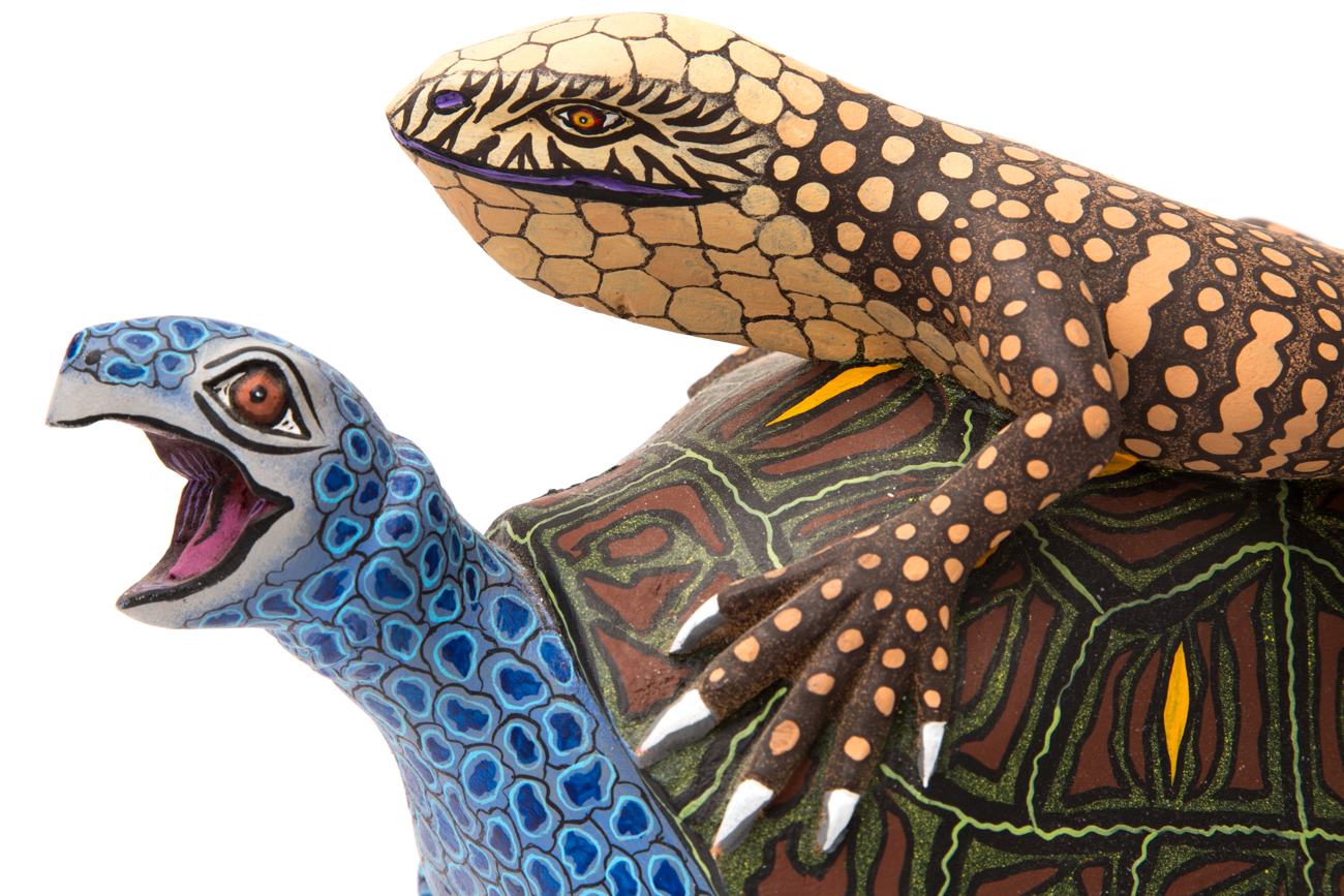 Colorful Turtle And Lizard Sculpture By Eleazar Morales