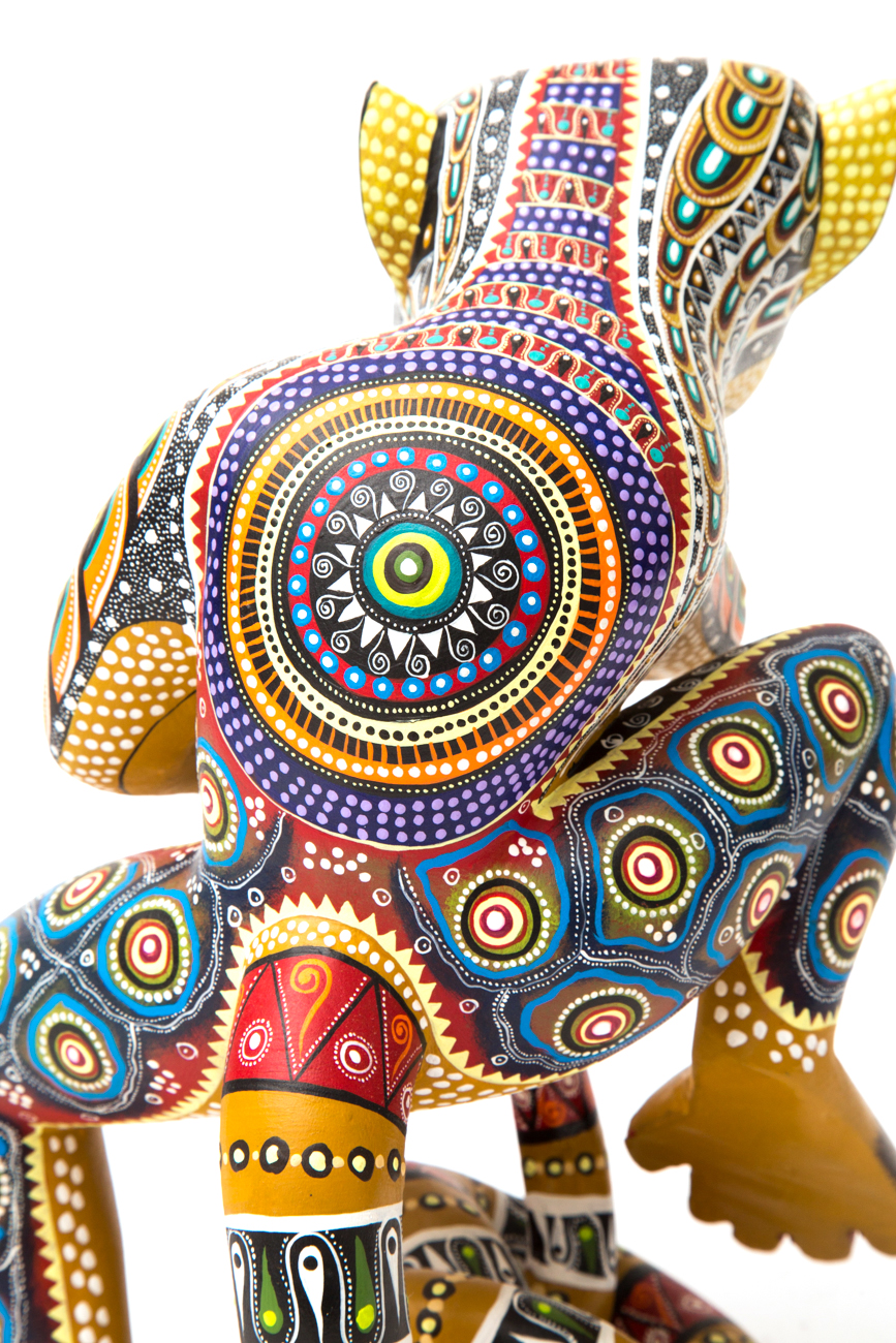 Manuel Cruz Prudencio Oaxacan Hand Painted Wood Carving Of Saxophone Playing Monkey