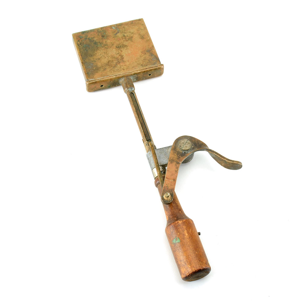 Copper and Wood Square Ice Cream Scoop, Circa 1925