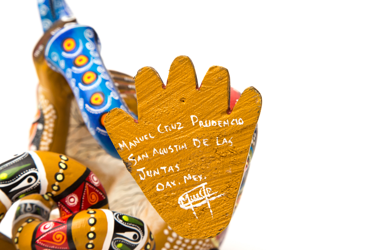 Manuel Cruz Prudencio Oaxacan Hand Painted Wood Carving Of Saxophone Playing Monkey