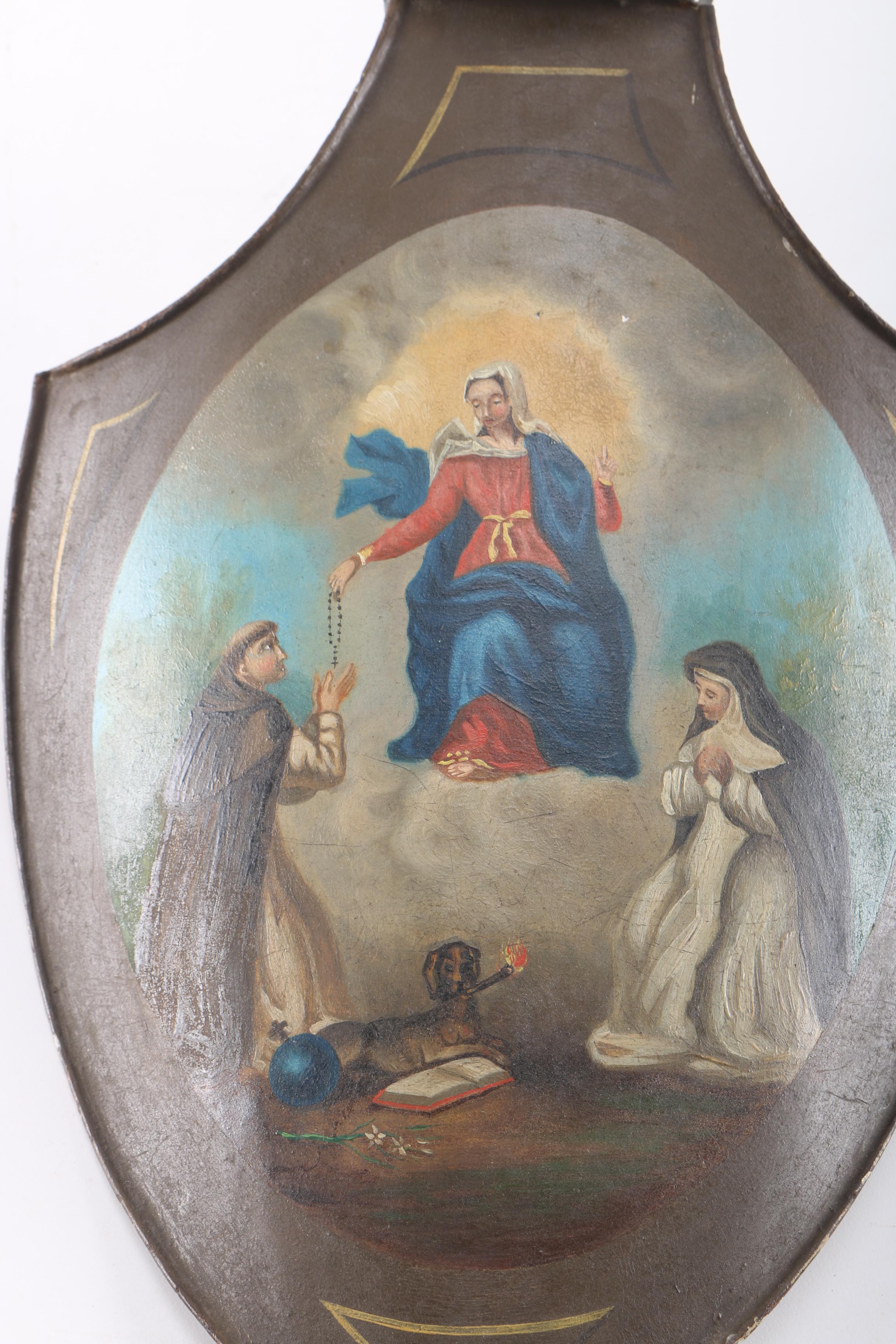 Early 19th Century Saint Dominic Processional Candle Holder