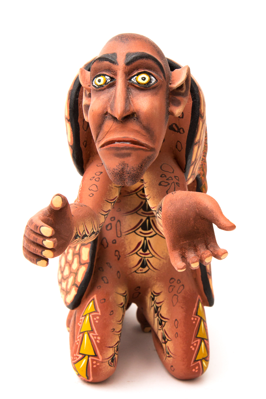 Eleazar Morales Oaxacan Hand Carved And Painted Armadillo Man Sculpture