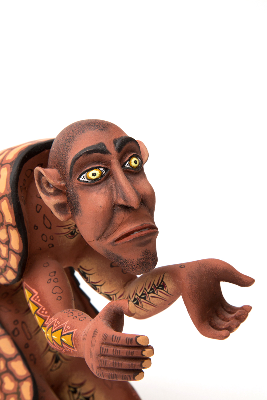 Eleazar Morales Oaxacan Hand Carved And Painted Armadillo Man Sculpture