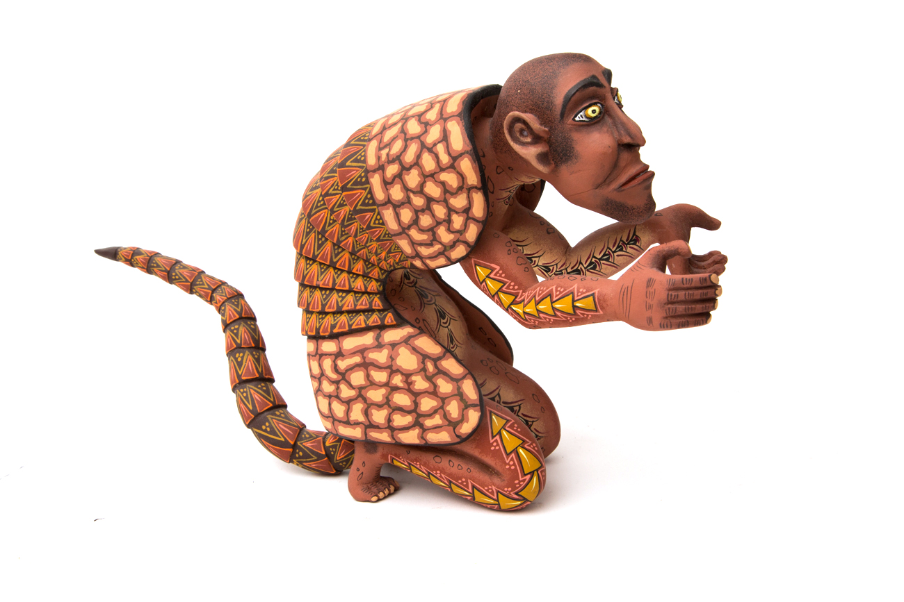 Eleazar Morales Oaxacan Hand Carved And Painted Armadillo Man Sculpture