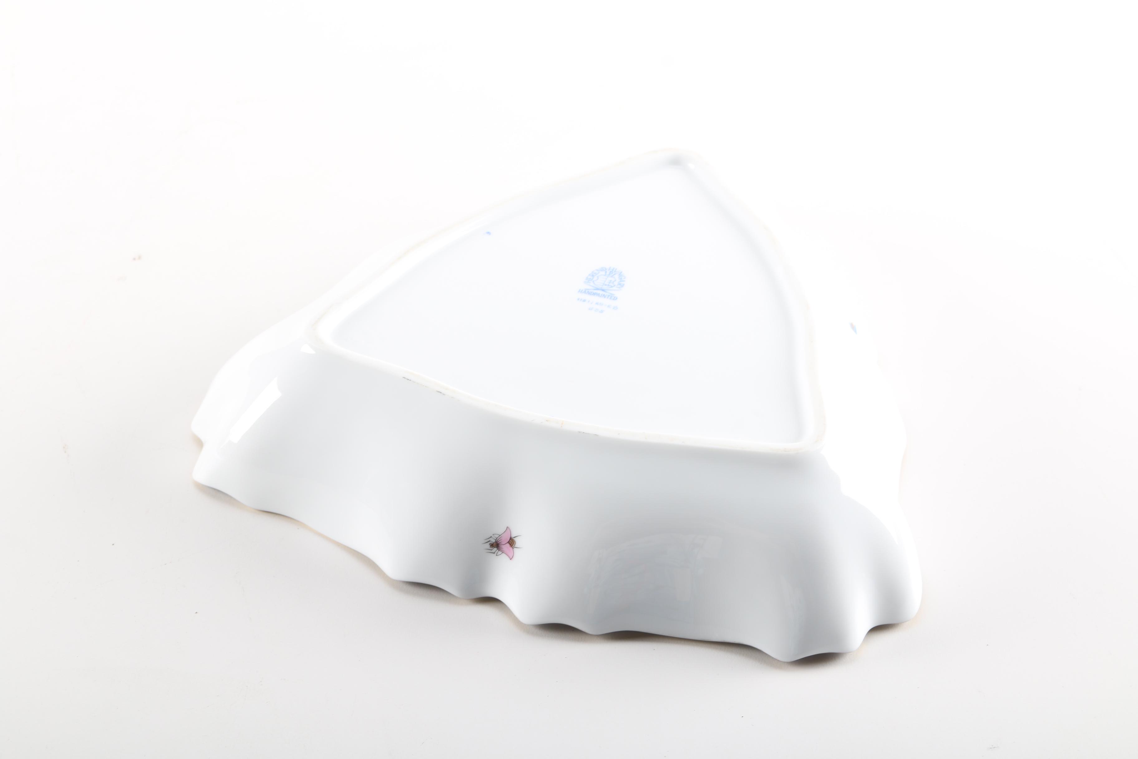 Herend Hungary “Rothschild Bird” Triangular Serving Dish