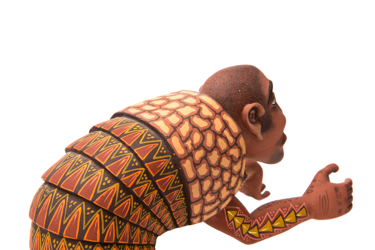 Eleazar Morales Oaxacan Hand Carved And Painted Armadillo Man Sculpture