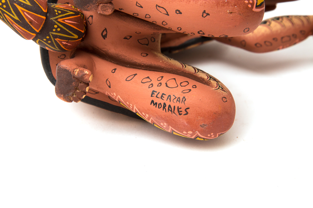 Eleazar Morales Oaxacan Hand Carved And Painted Armadillo Man Sculpture