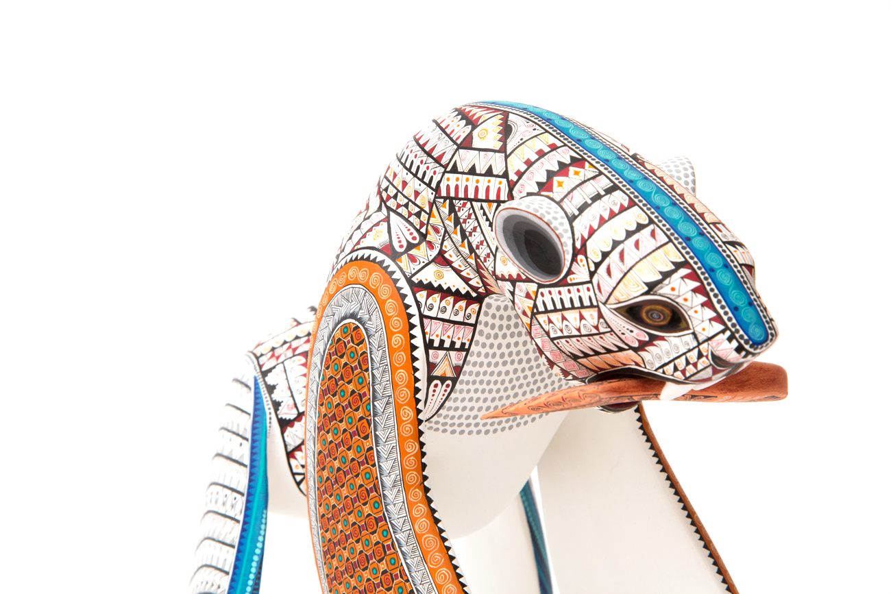 Jacobo + Maria Angeles Oaxacan Painted Wood Carving Of Polar Bear