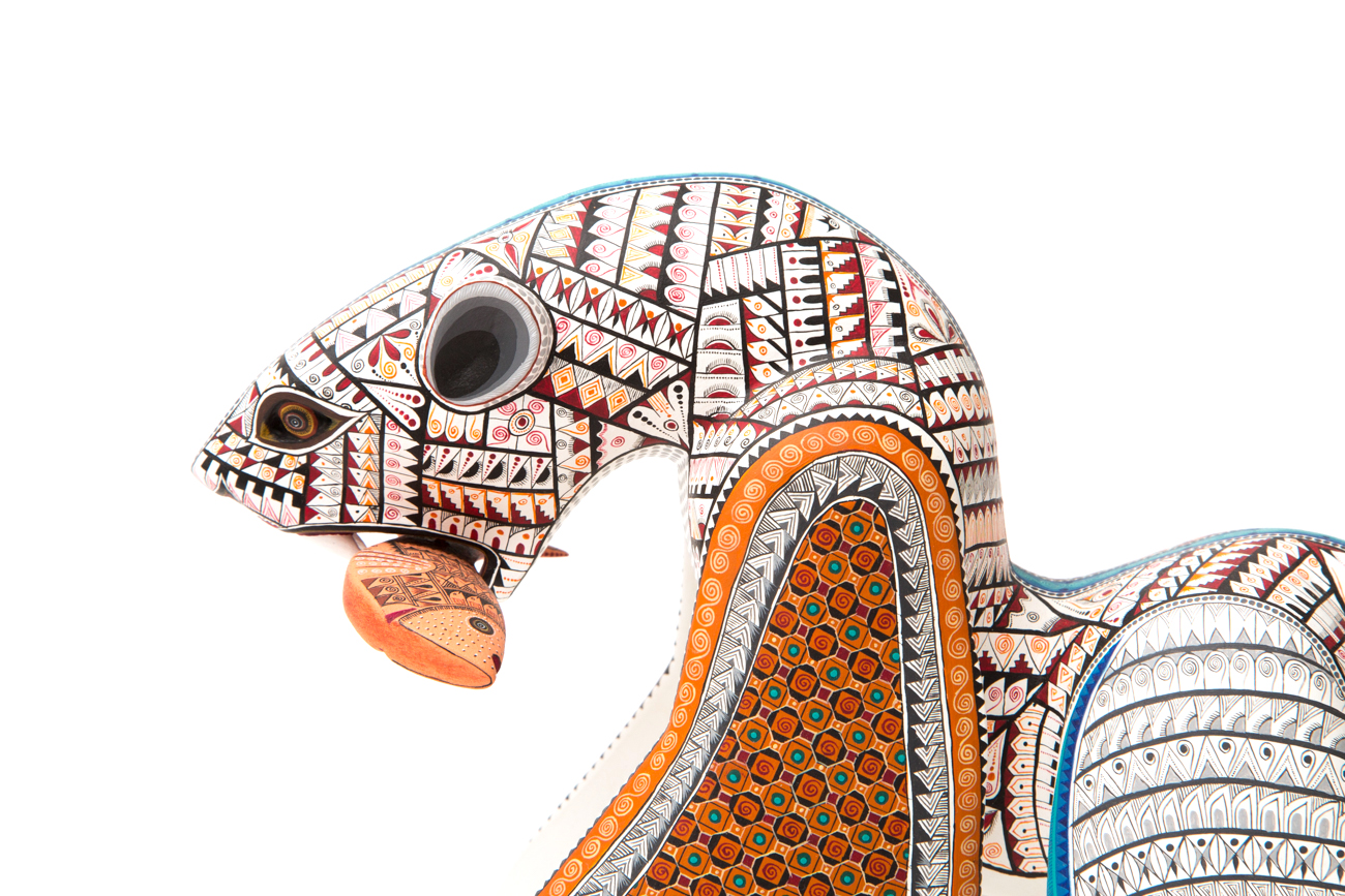 Jacobo + Maria Angeles Oaxacan Painted Wood Carving Of Polar Bear