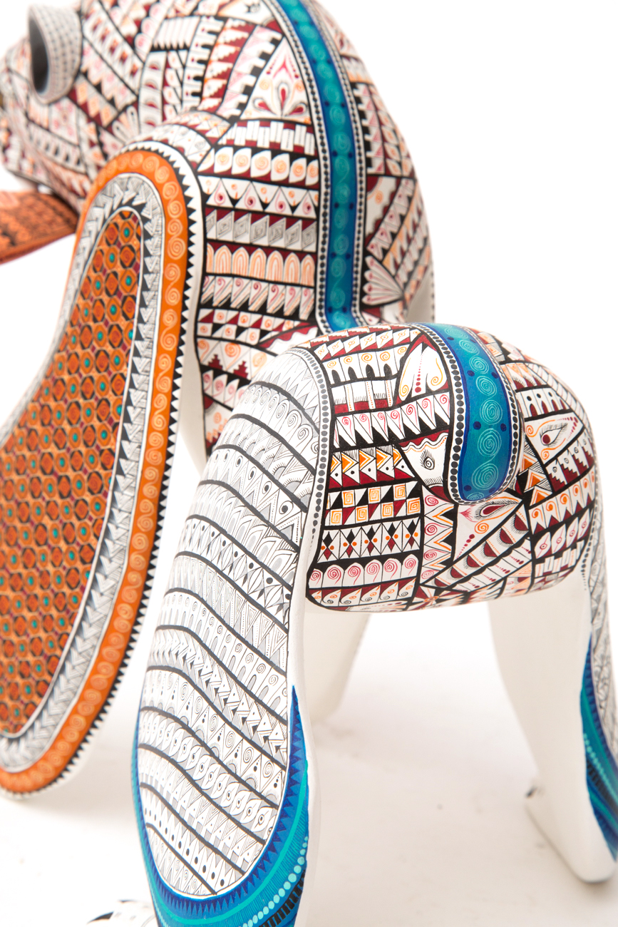 Jacobo + Maria Angeles Oaxacan Painted Wood Carving Of Polar Bear