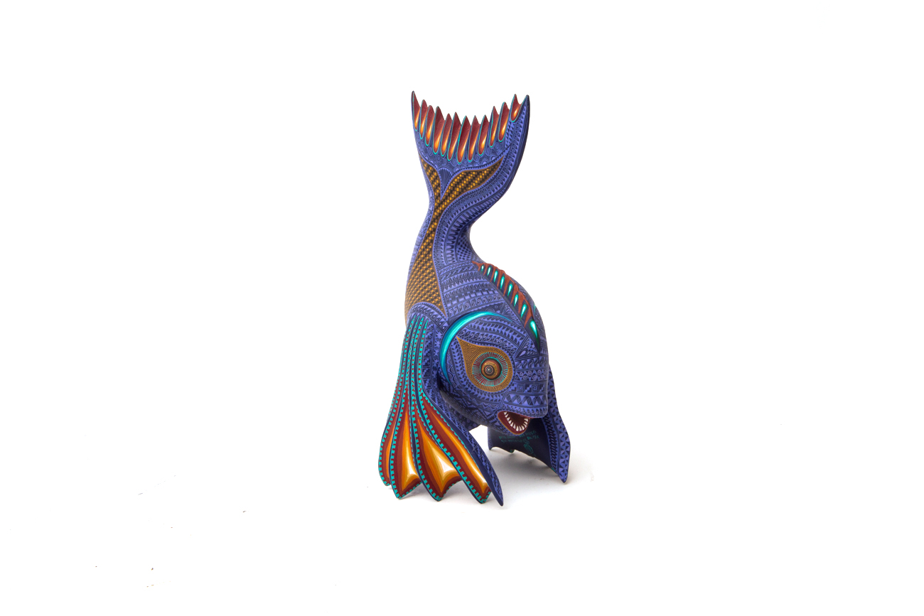 Jacobo + Maria Angeles Oaxacan Painted Wood Carving Of Fish