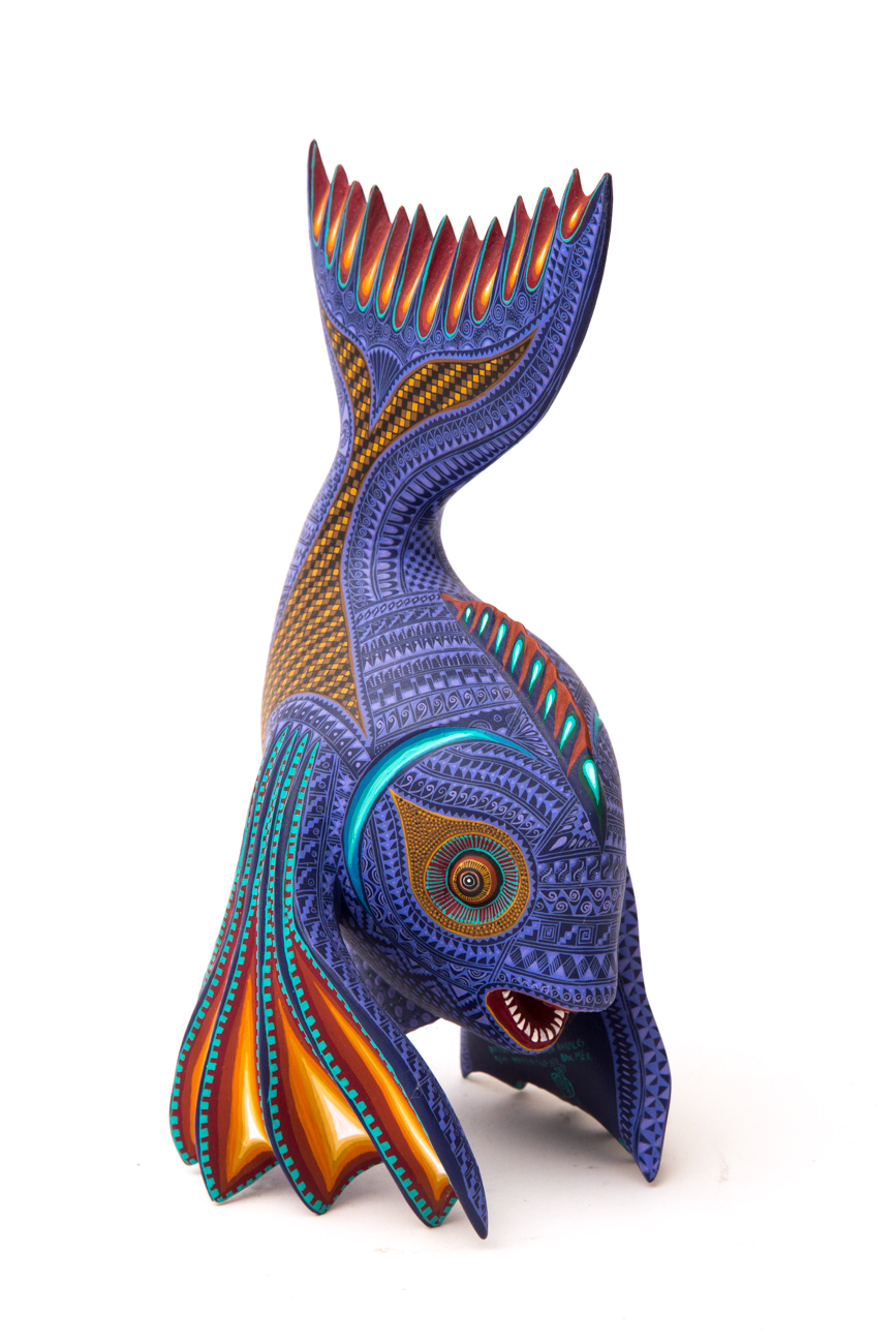 Jacobo + Maria Angeles Oaxacan Painted Wood Carving Of Fish