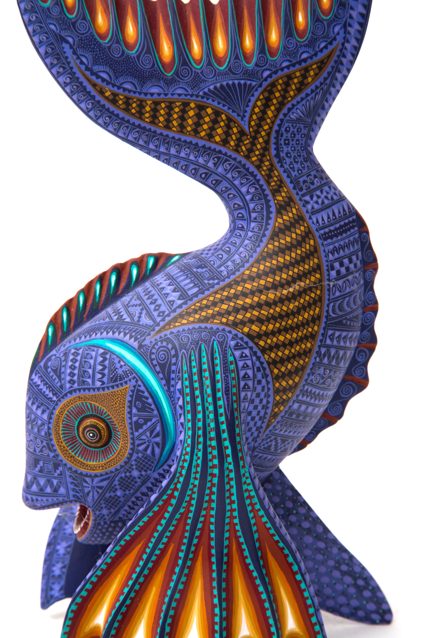 Jacobo + Maria Angeles Oaxacan Painted Wood Carving Of Fish