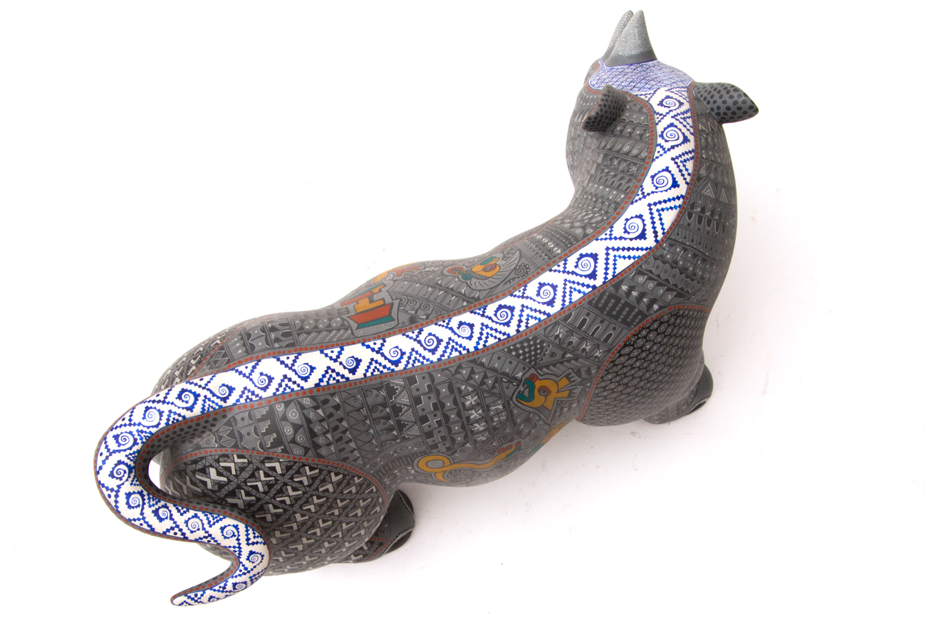 Jacobo + Maria Angeles Oaxacan Painted Wood Carving Of A Rhino