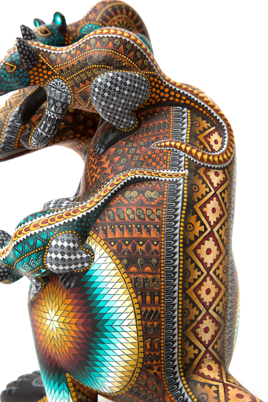 Jacobo + Maria Angeles Oaxacan Painted Wood Carving Of Rat Family