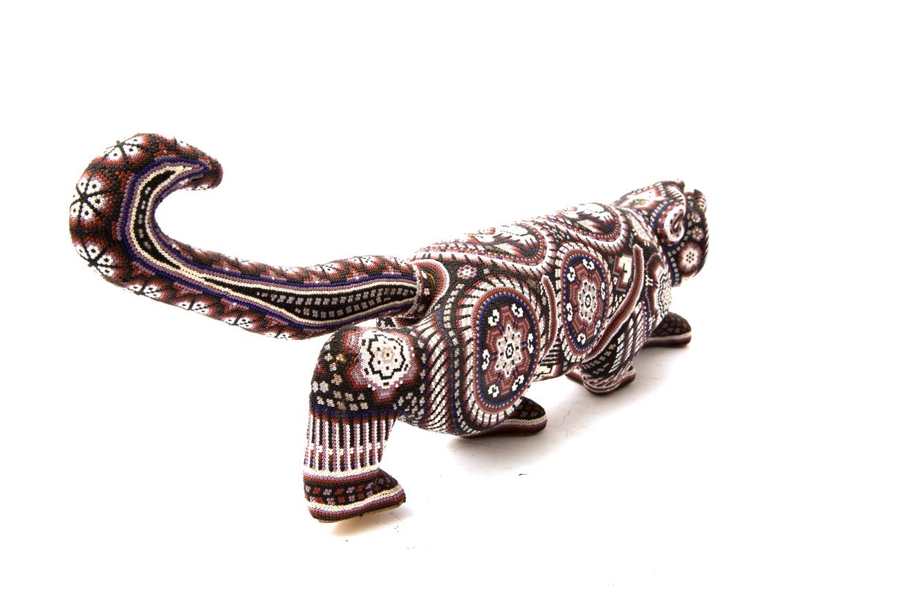 Santos Bautista Hand Beaded Tiger Sculpture