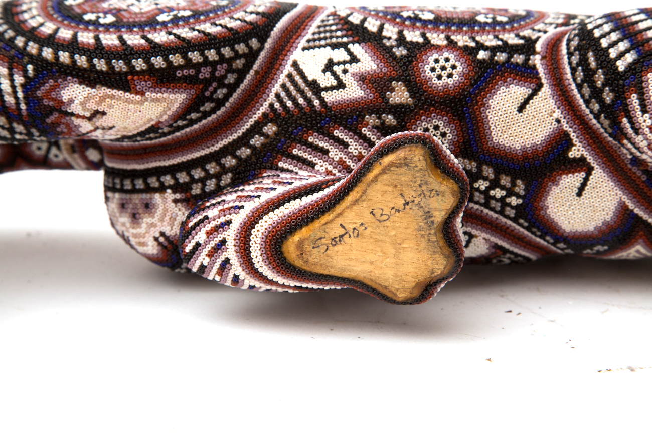 Santos Bautista Hand Beaded Tiger Sculpture