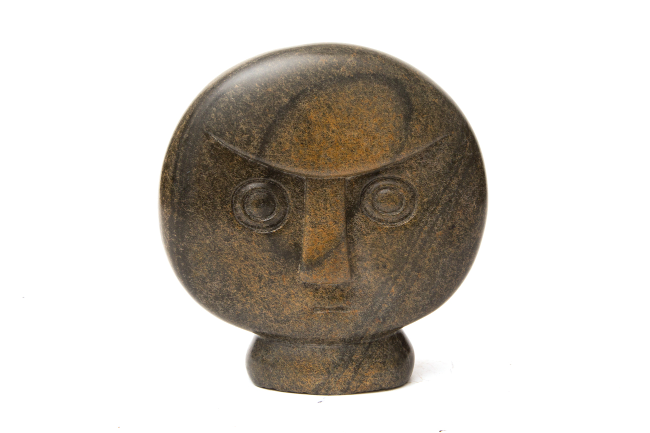 Edward Chiwawa Shona Stone Sculpture Of Rounded Face