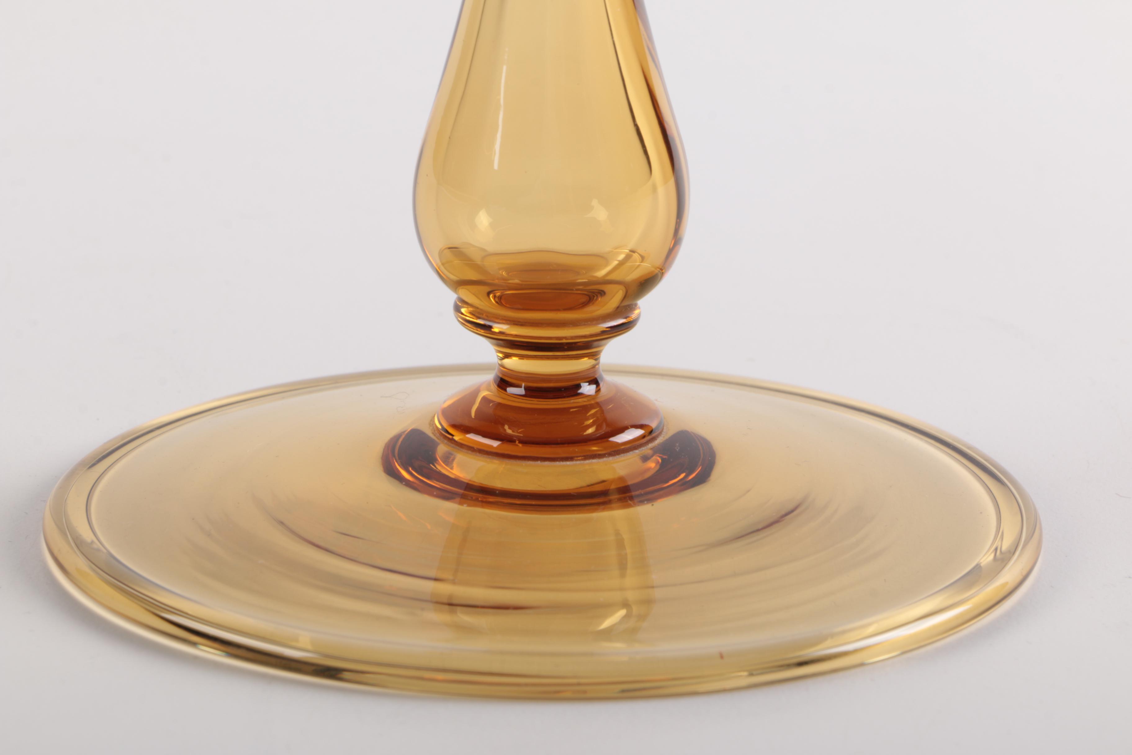 Handmade Blown Glass Compote and Glasses