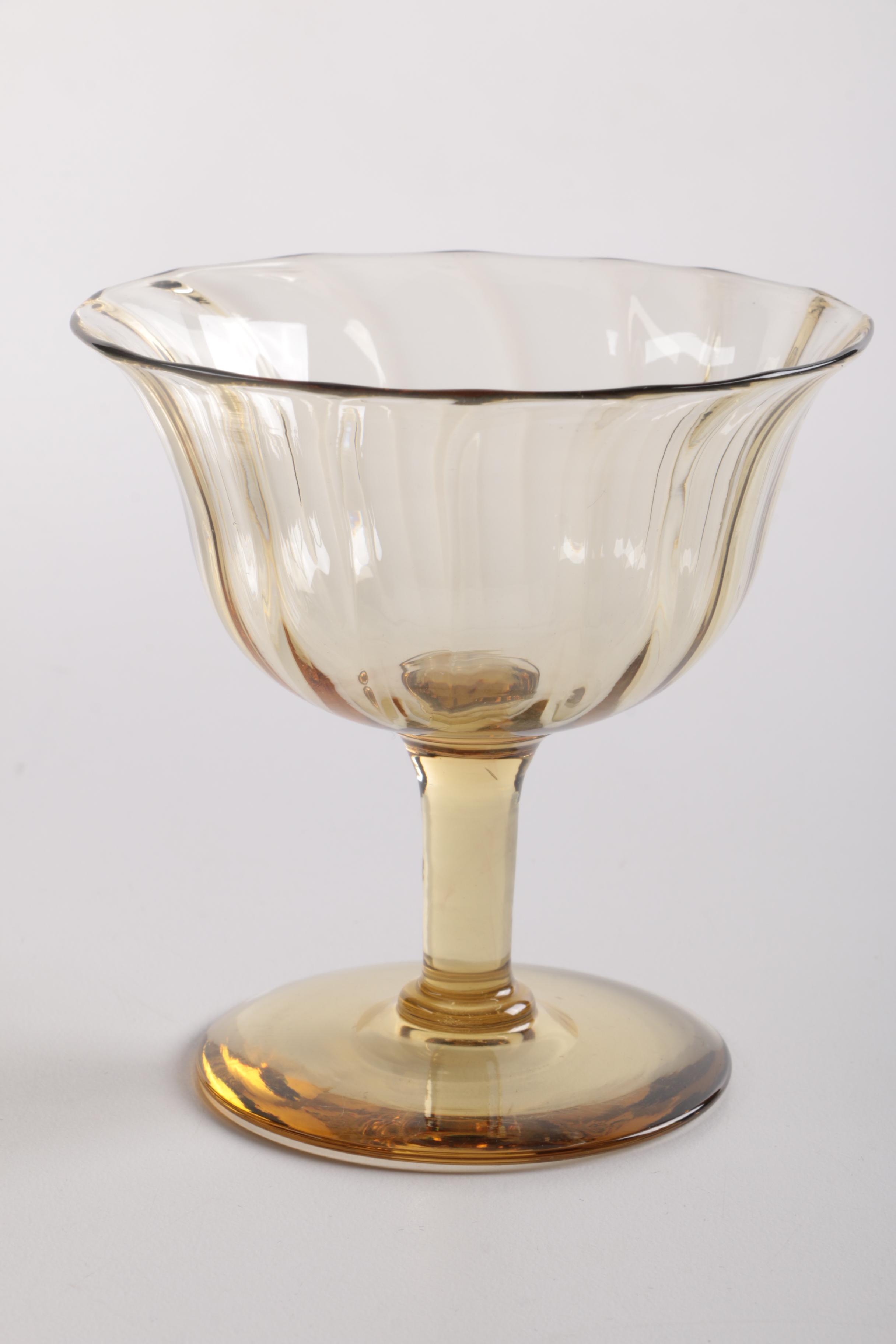 Handmade Blown Glass Compote and Glasses