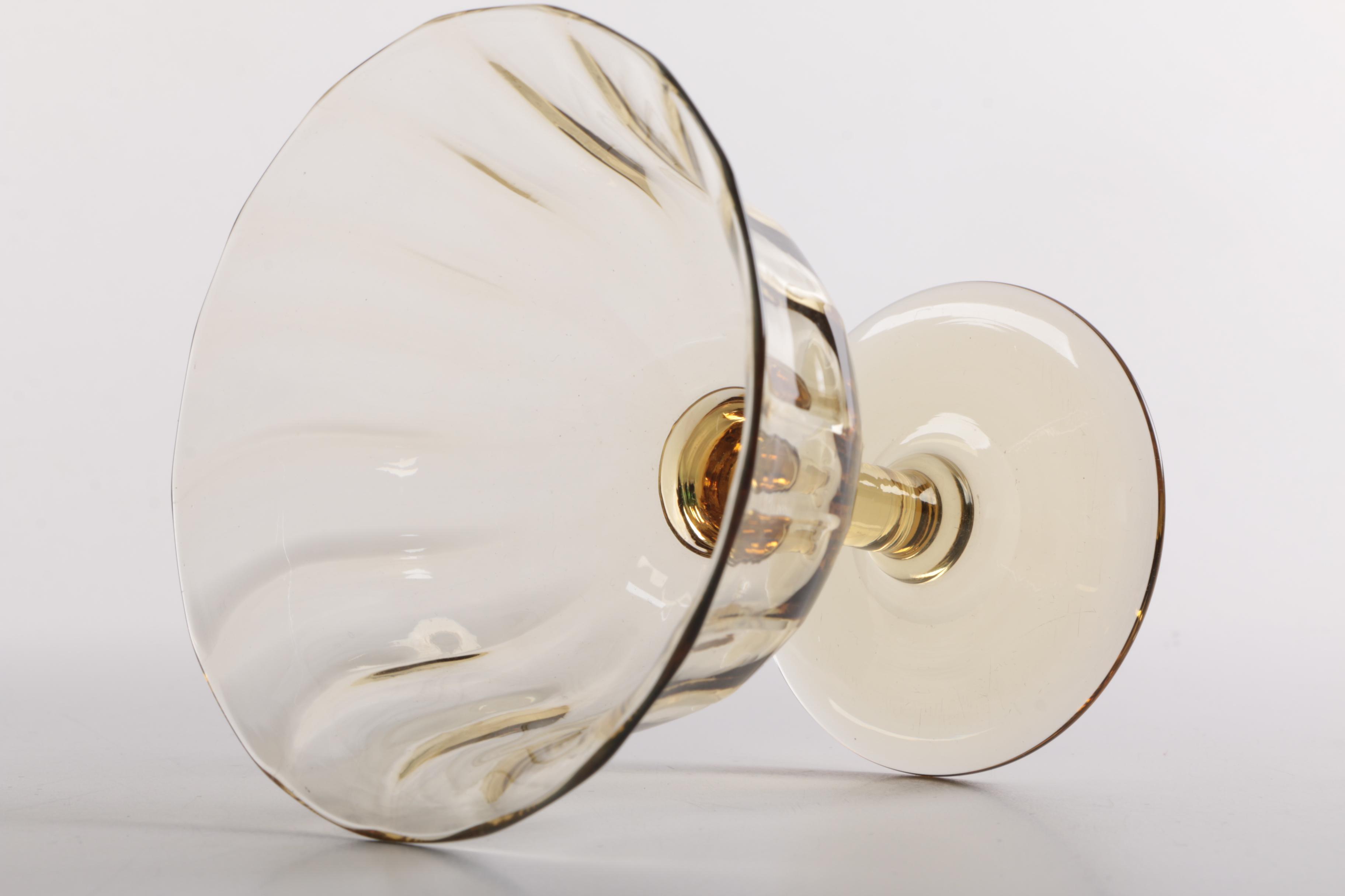 Handmade Blown Glass Compote and Glasses