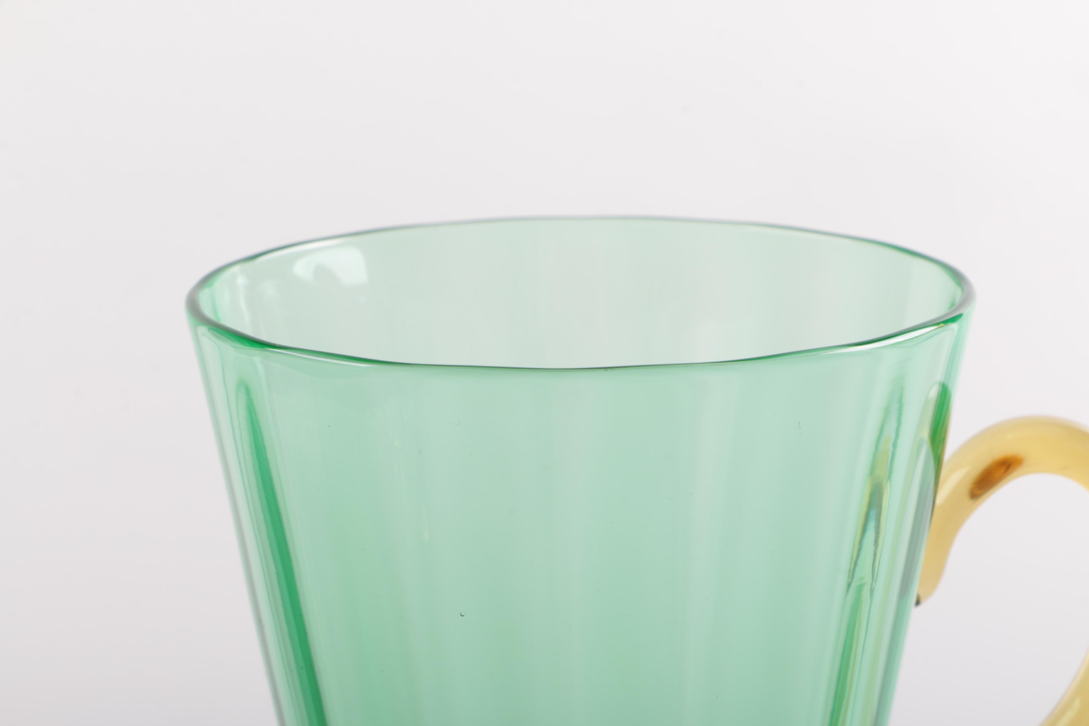 Handmade Blown Glass Compote and Glasses