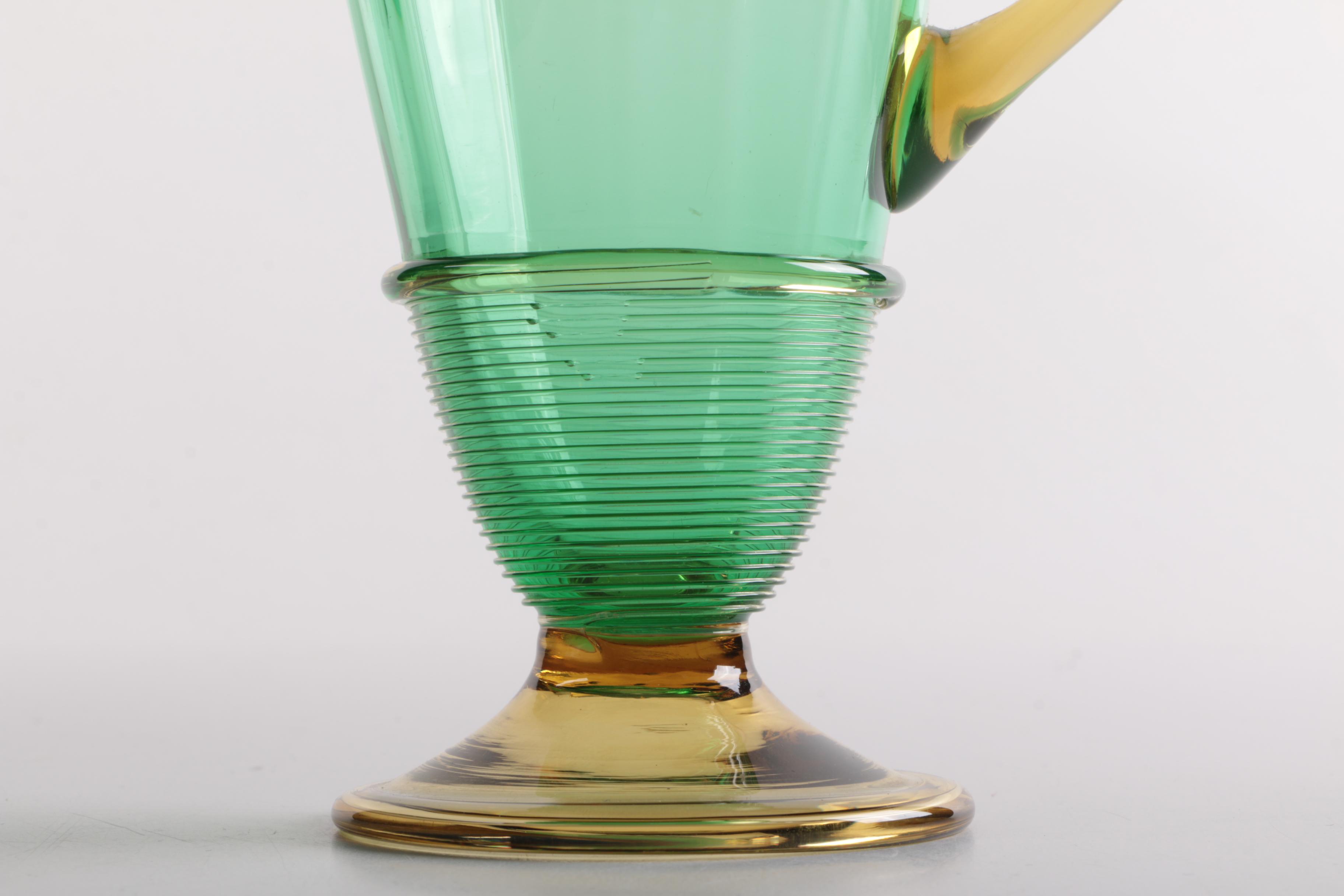 Handmade Blown Glass Compote and Glasses