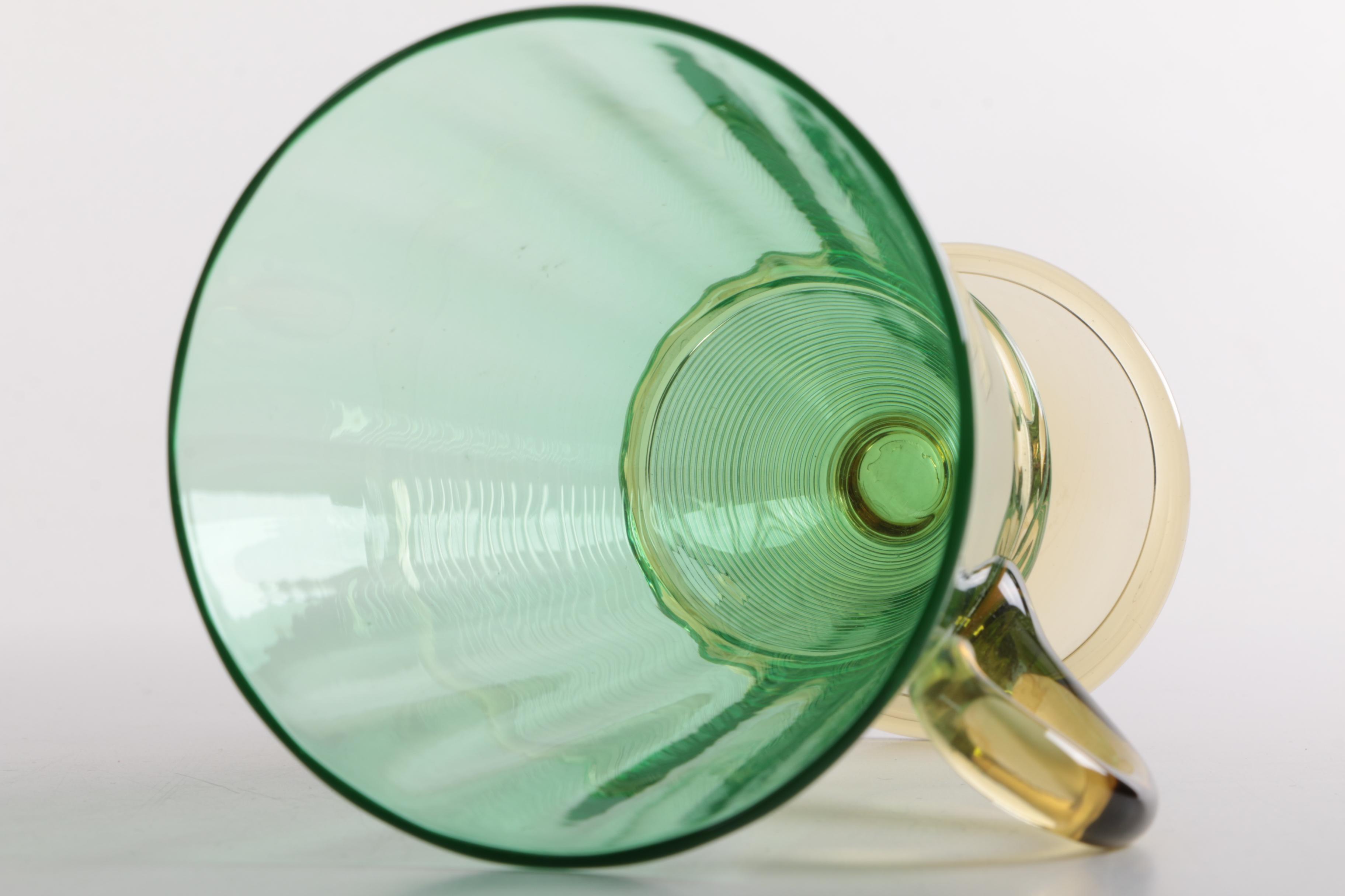 Handmade Blown Glass Compote and Glasses