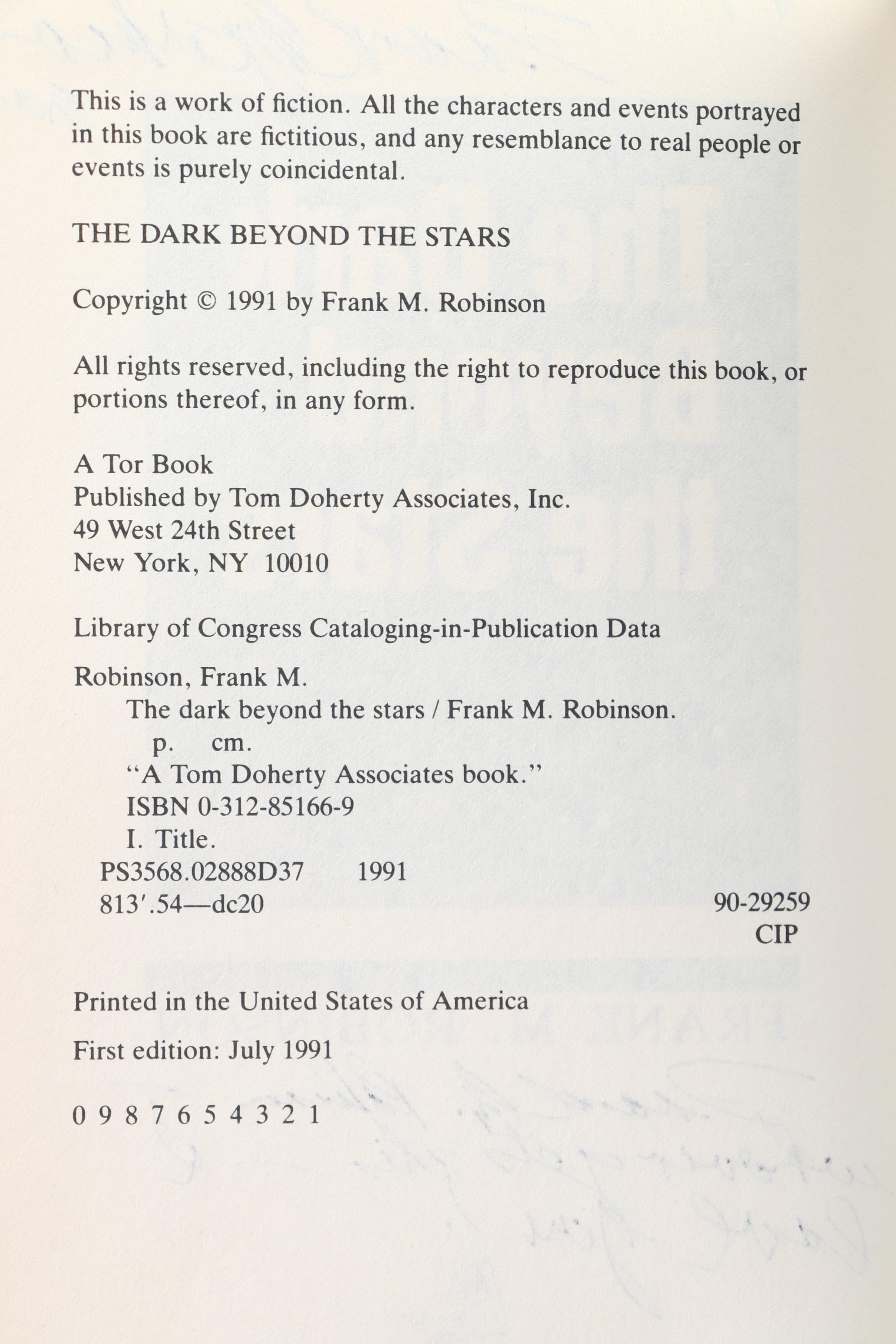 Signed First Edition "The Dark Beyond the Stars" by Frank M. Robinson