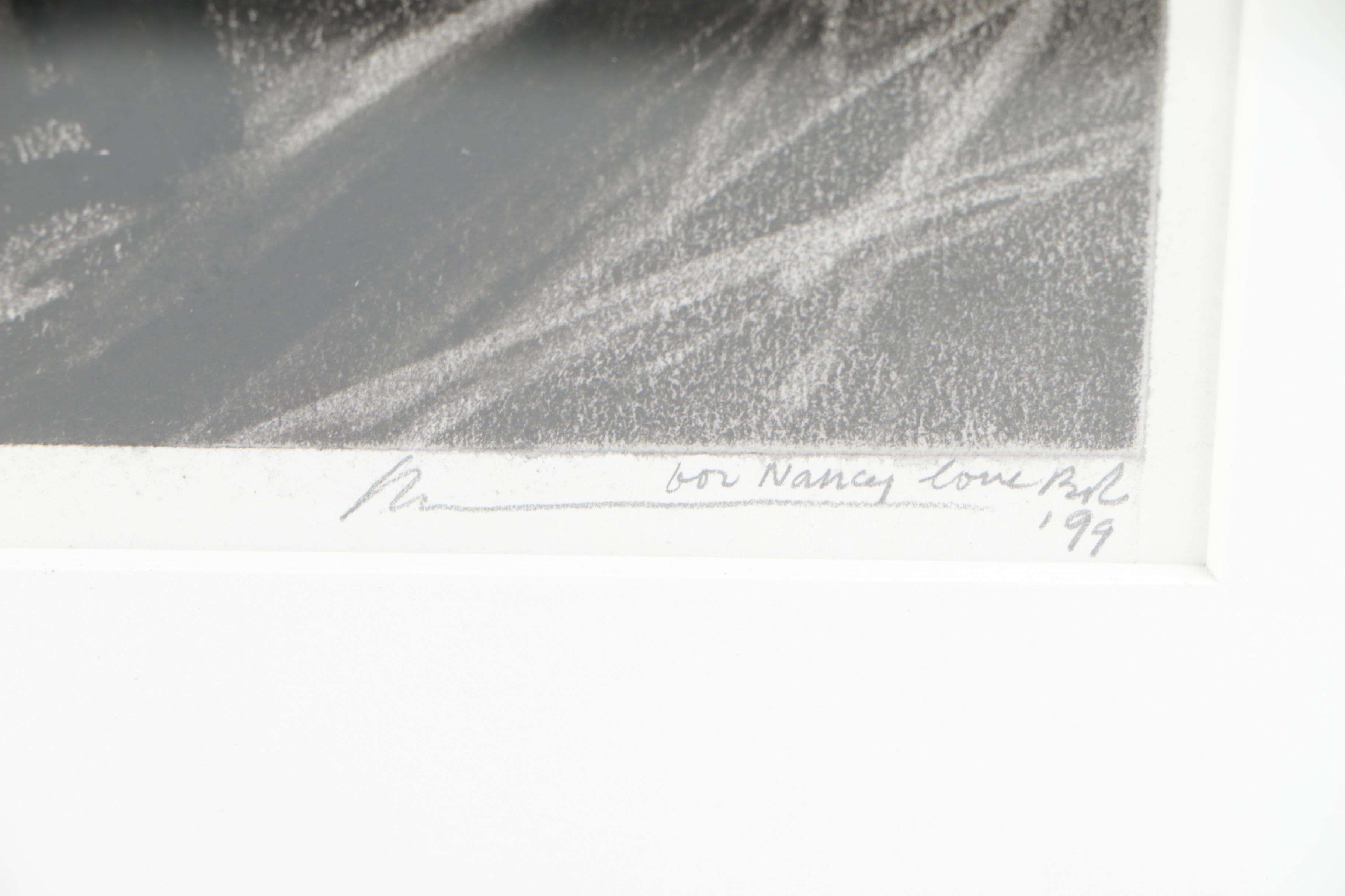 Original Robert Wilson Signed Graphite Drawing of Figure in Trees